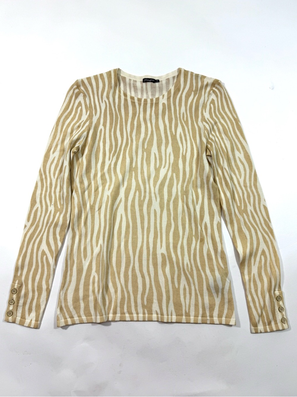 J McLaughlin Zebra Print Sweater Neutral Beige
